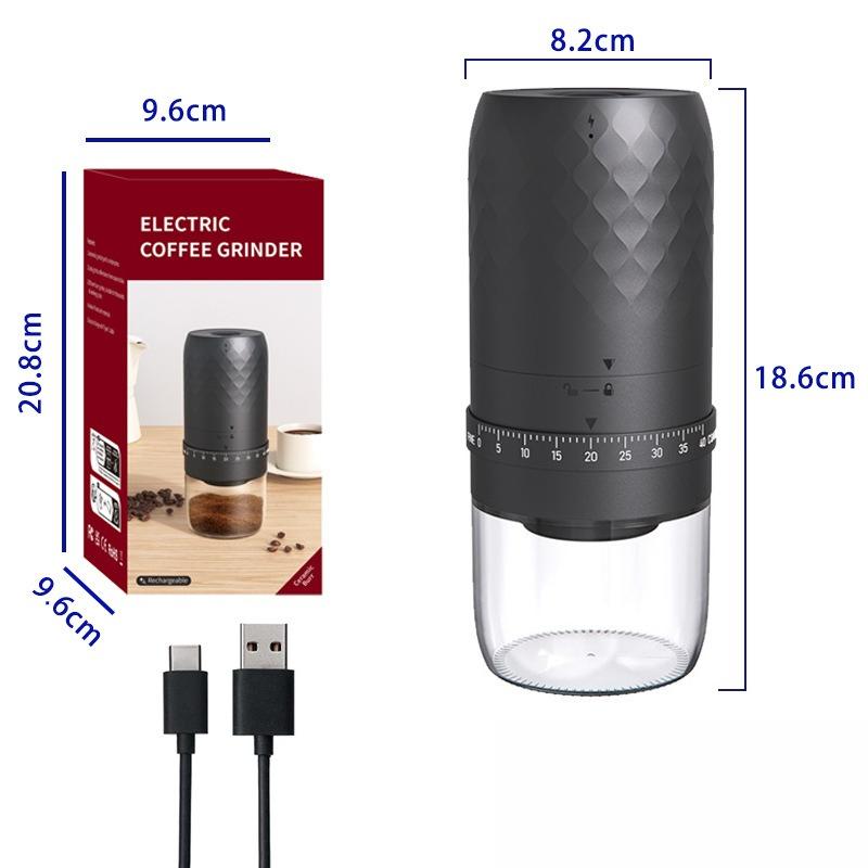

Portable Electric Coffee Grinder Rechargeable Adjustable Grind Settings for Home Use Hand Brewing Fresh Coffee Beans Diamond pattern electric coffee grinder чорний