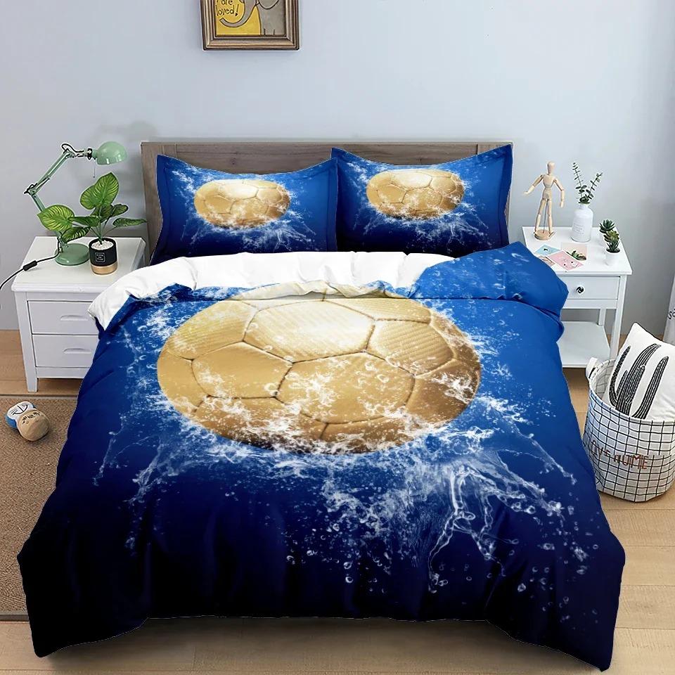 Football Bedding Sets Bed Cover Comforter Duvet Cover Pillow Case 2-3 Pieces Sets Sports Boy Kids Adult Bedroom Decoration