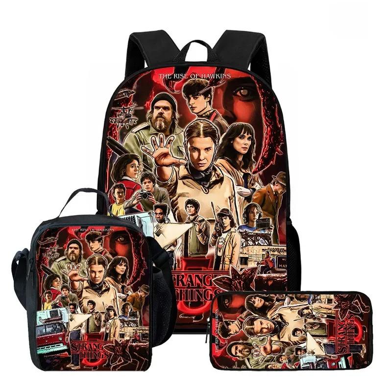 Strangertings Stranger Things Student School Bag Children'S Backpack Satchel Pencil Case