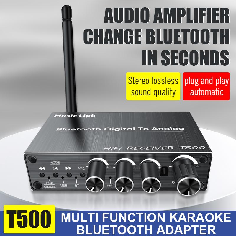 VAORLO Bluetooth 5.3 Audio Receiver+Coaxial DAC Converter+USB U-Disk Play+6.5 Micrphone Karaoke Wireless Adapter 3.5MM AUX RCA