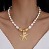 Pendant Shell Beading Necklace Imitation Pearl Y2K Accessories Starfish Clavicle Chain Boho Style Beach Vacation Party Jewelry