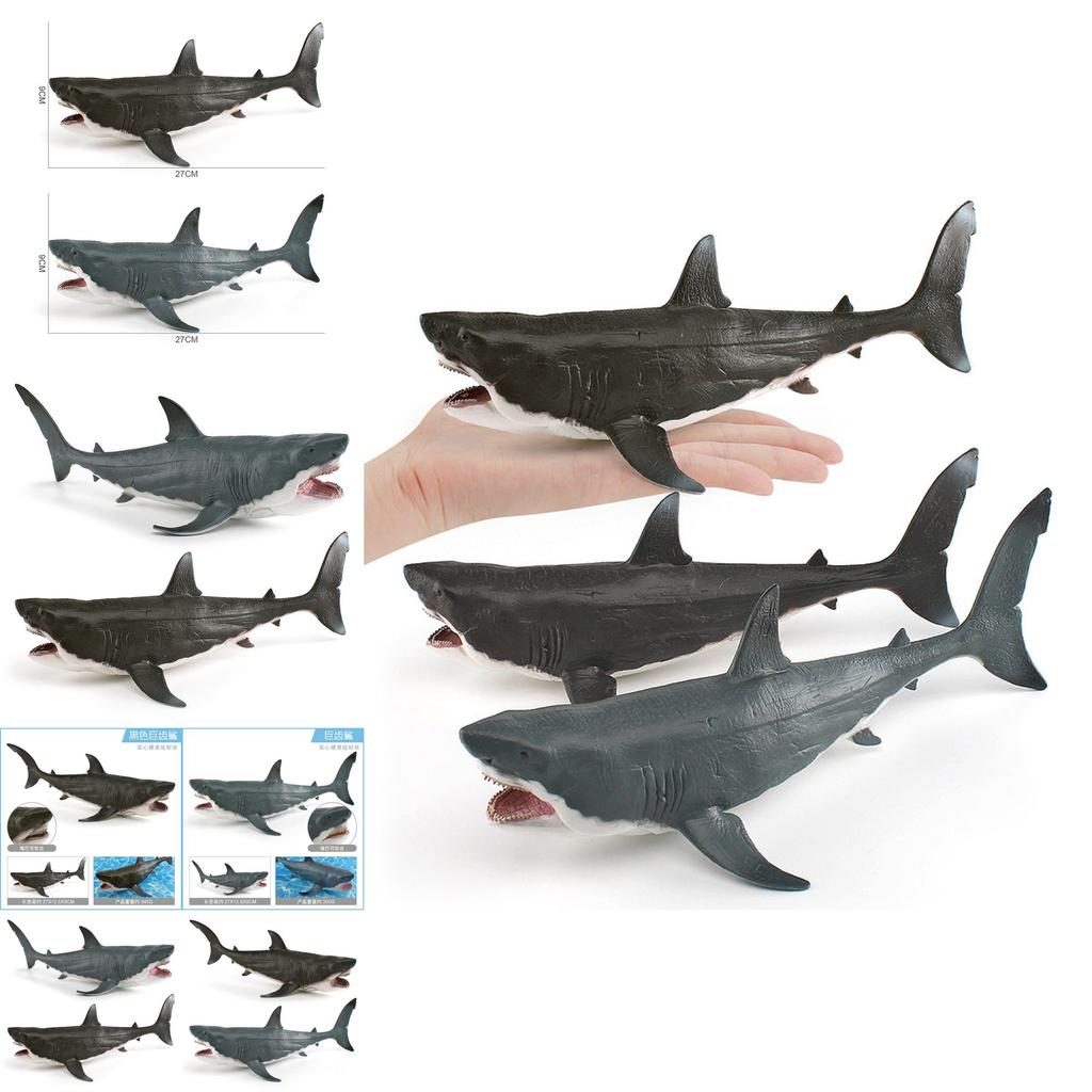 Stunning Black Giant Tooth Shark Plastic Model Toy For Impressive Ocean Display Decor