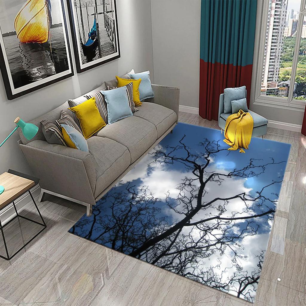 3D Branch Carpet Winter Tree Without Leaves Pattern Carpet Doormat Kitchen Bathroom Anti-Slip Living Room Bedroom Floor Mat Rug