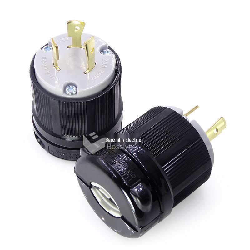 US Standard 3-Pin Industrial Plug for RVs, Compatible with American Electric Stoves, Model L6-20P (WJ-8321)