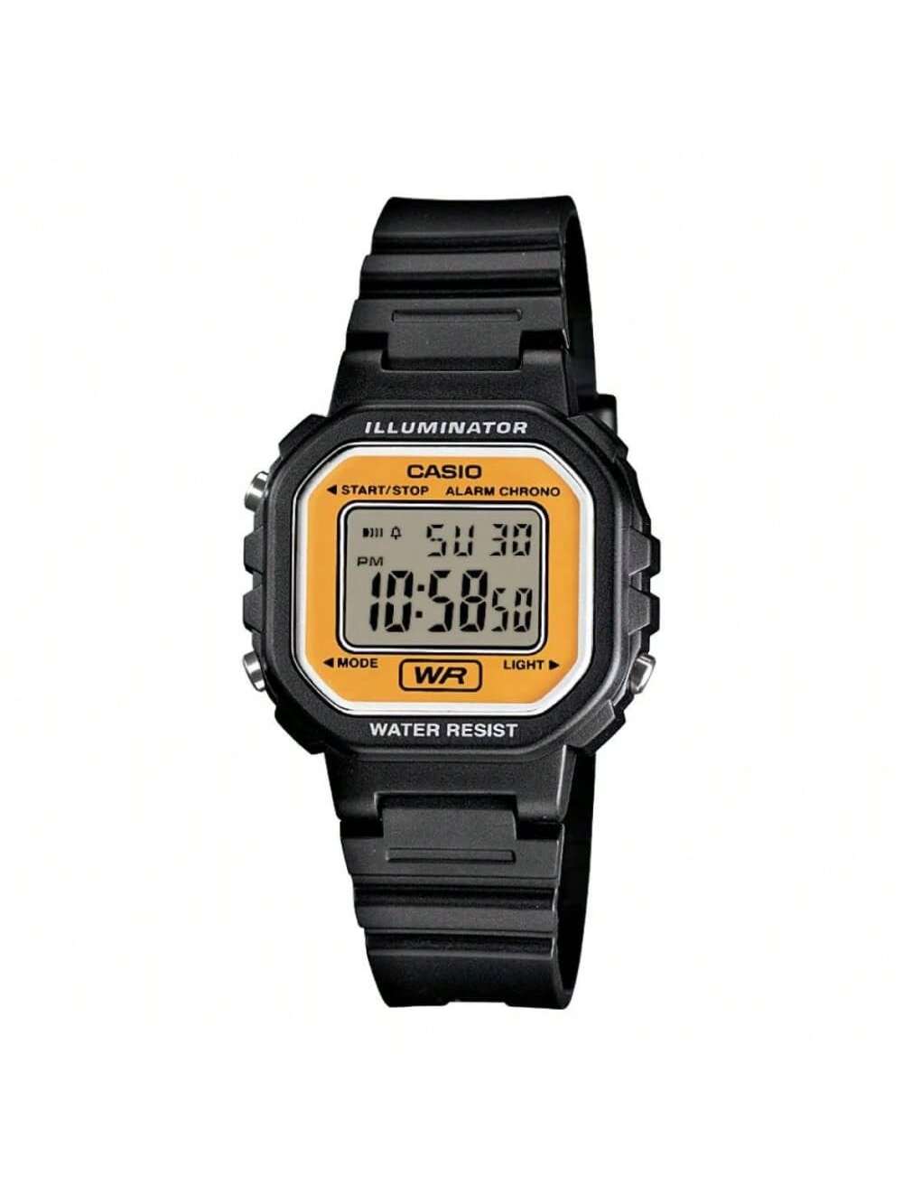 

Женские цифровые часы Casio с черным ремешком и черным корпусом, обеспечивающие комфортное ношение в различных ситуациях, включая повседневное использование.. LA-20WH чёрный