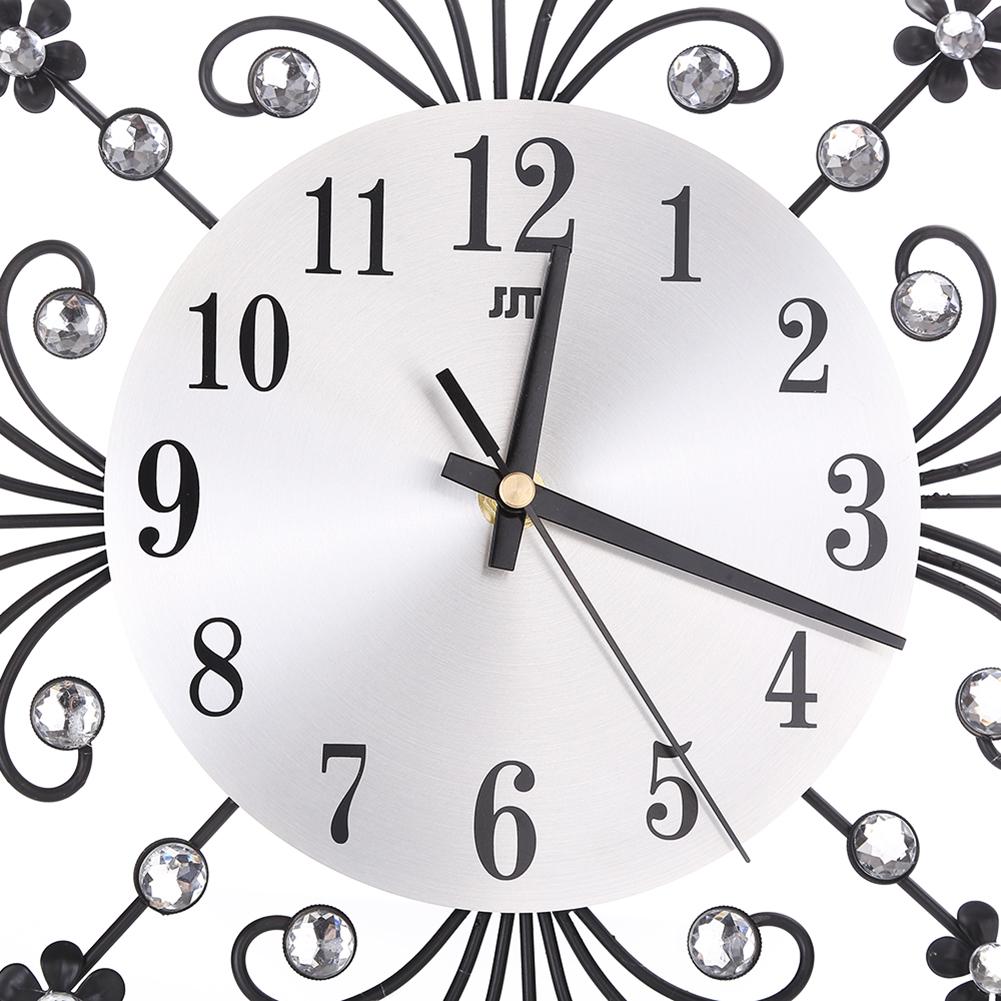 Vintage Metal Art Wyciszenie Zegar ścienny Kryształowy duży zegar ścienny Zegar Home Decor