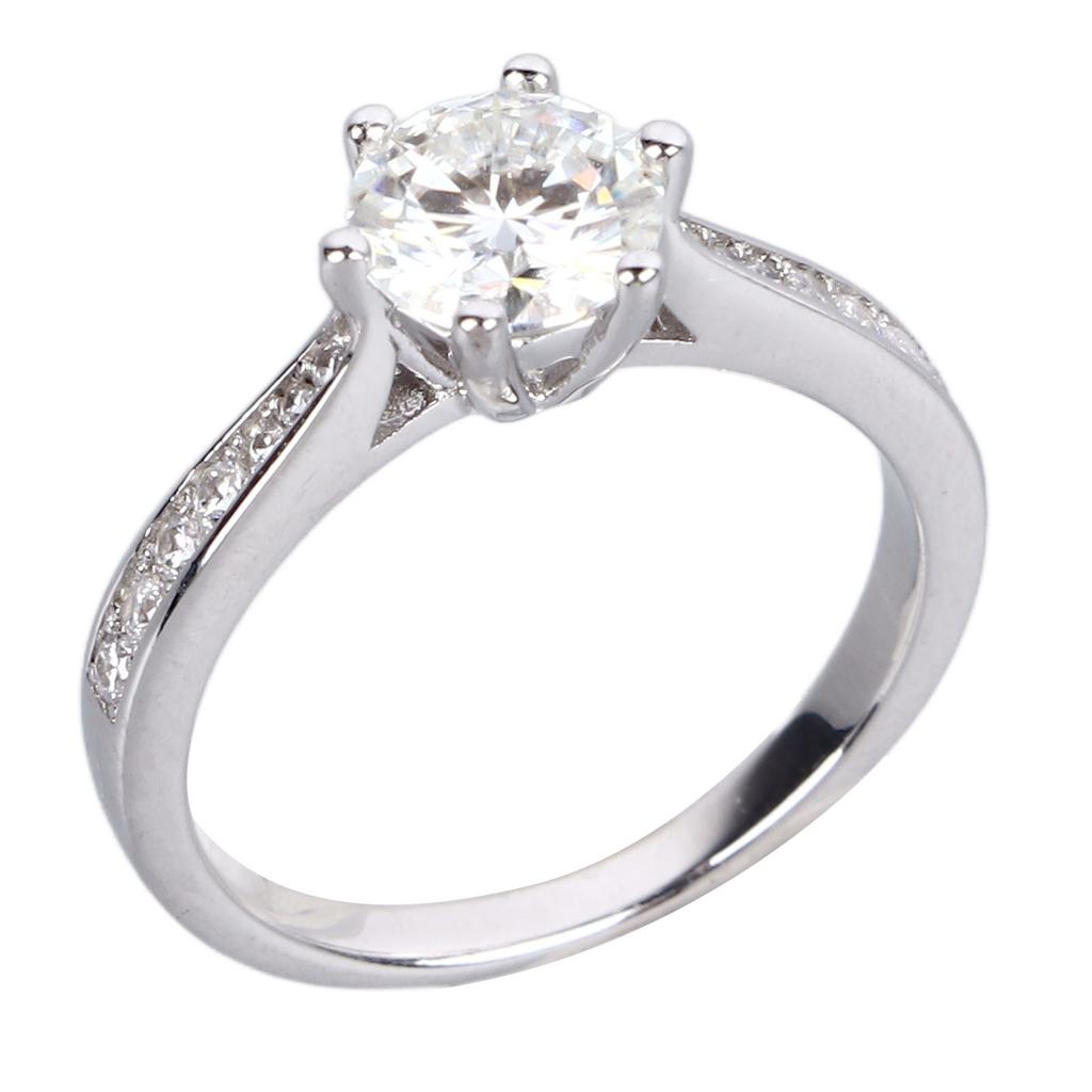 Women Fashionable Silver Ring Exquisite Shiny Zirconia Ring Jewelry Accessory for Wedding Party HK Size 11