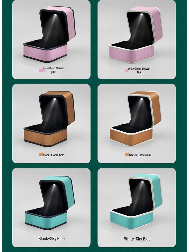 Creative LED Light Jewelry Ring Box with Illuminated Display