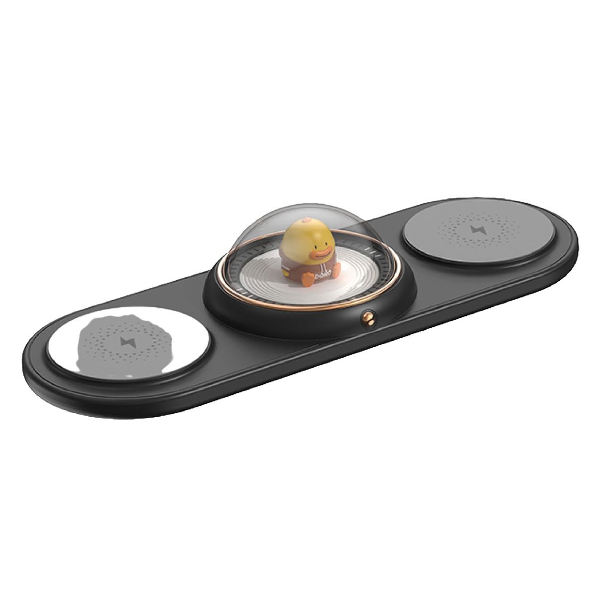 

ICARER FAMILY 2-in-1 Cute Cartoon Design Wireless Charger Phone Earphone Wireless Charging Dock Black