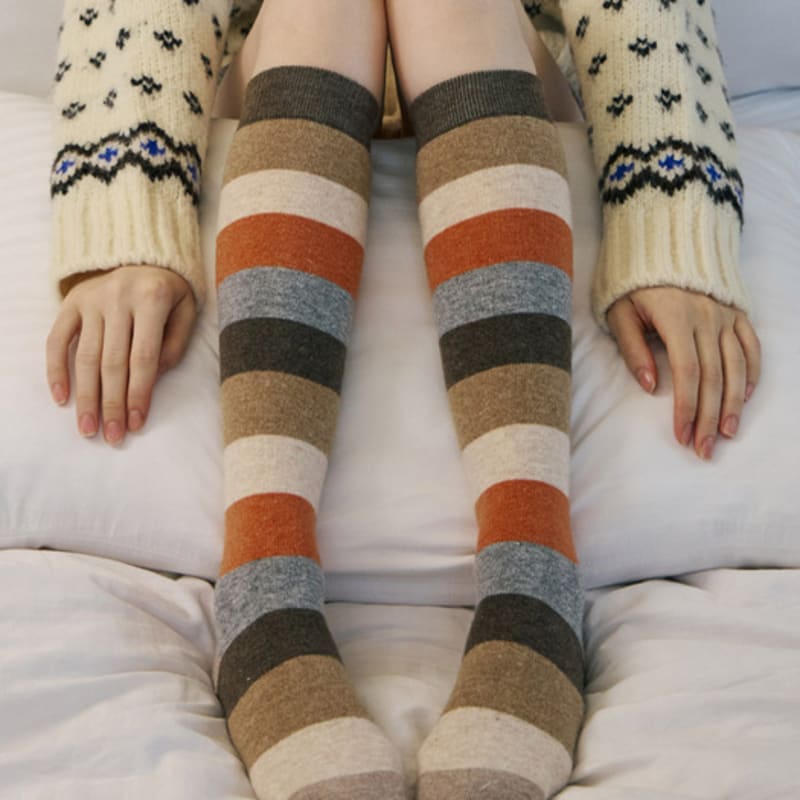 Bananasisters Indie Cashmere Wool Striped Knee Socks (2 Colors)