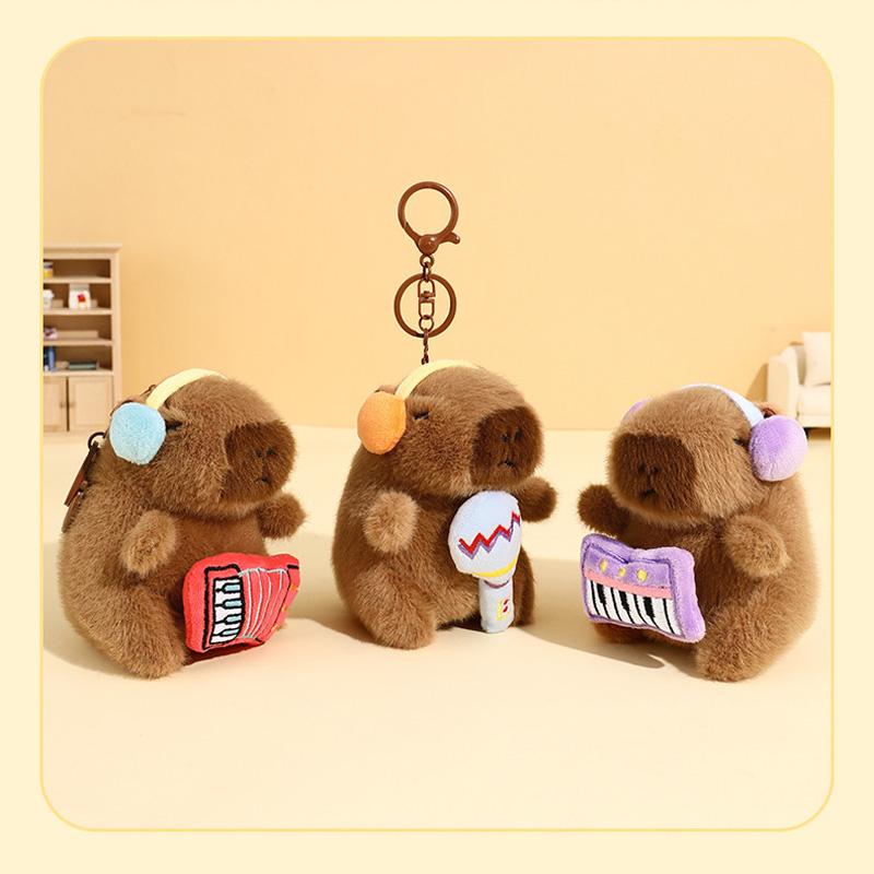 Kawaii Plush Capybara Keychain Pendant Music Band Cartoon Capybara Plush Toy Capybara Plush Doll for Backpacks Accessory Getaway