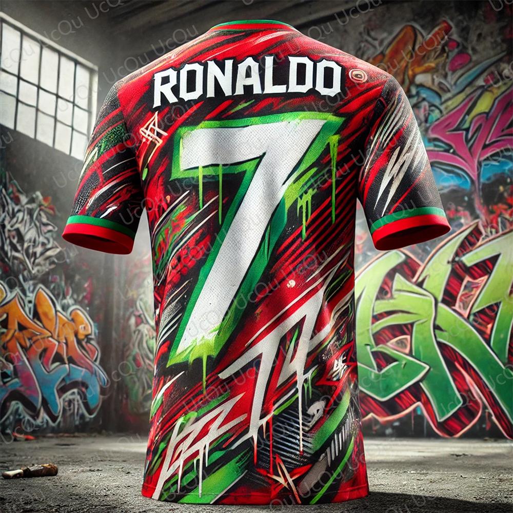 2025 New Summer Ronaldo 7 Chatgpt Design Football T-Shirt For Children Men And Women Same Breathable Quick Drying Sports Shirt