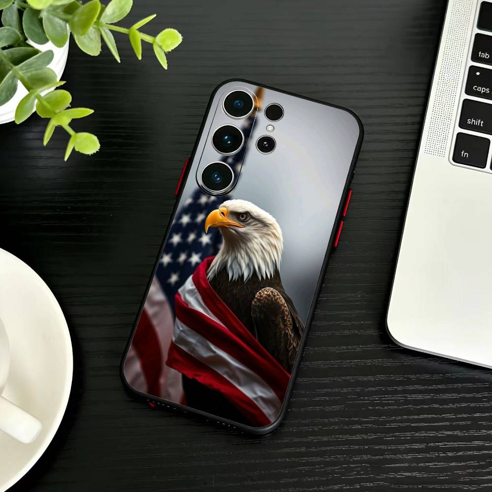 Cool Eagle Phone Case For Samsung S26,S25,S24,S23,S22,S30,S21,Ultra,Plus,FE 5G Black Soft Cover