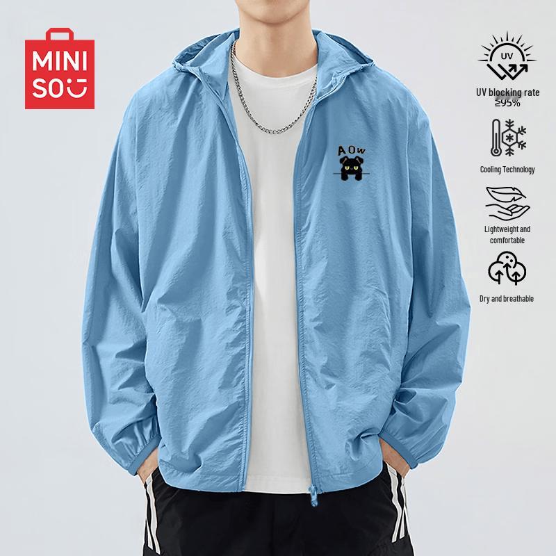 MINISO Men s Summer Ice Silk Hooded Sun Protection Jacket 4XL