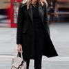 Women's Plus Size Winter Medium Long Buckle Solid Colour Suit Jacket