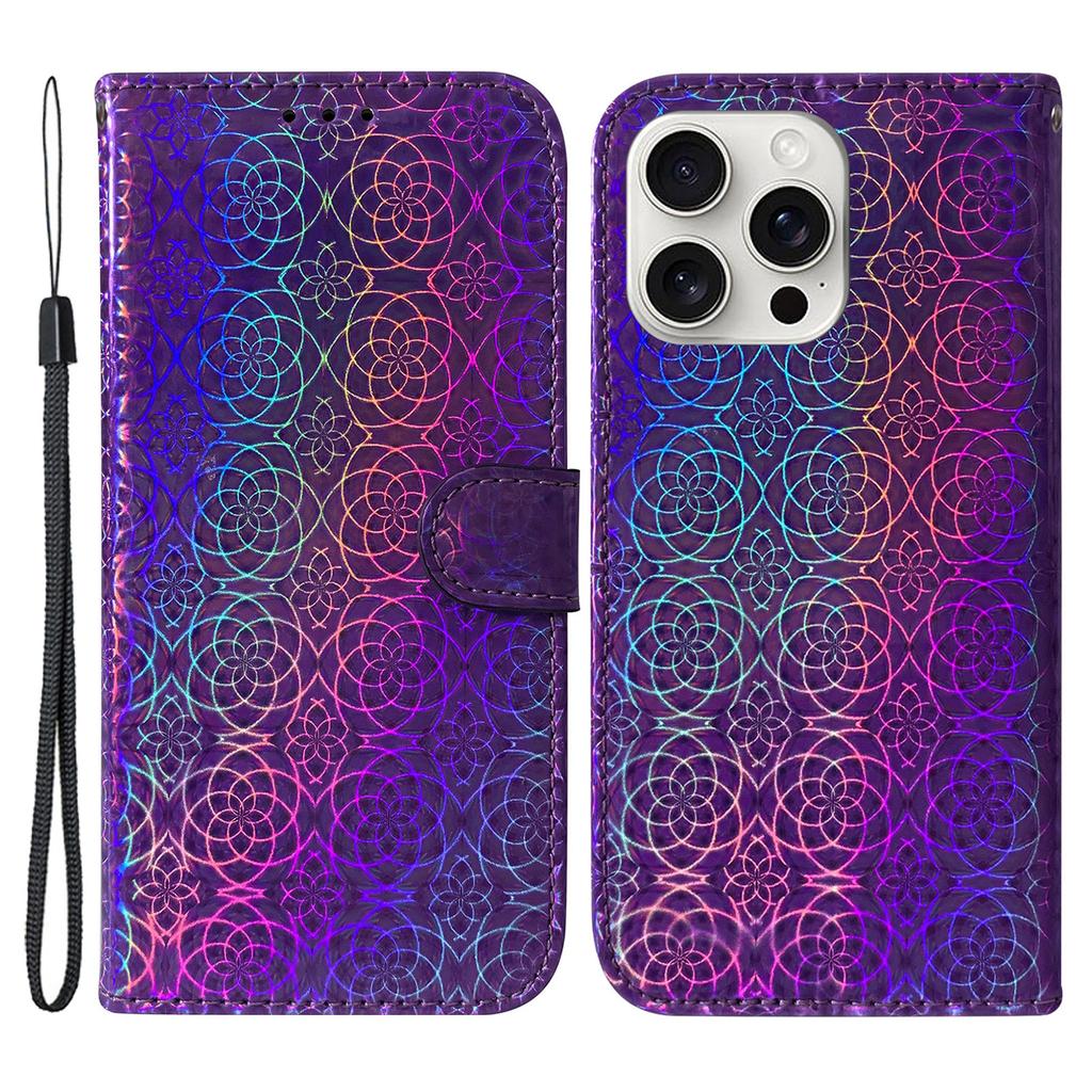 For iPhone 16 Pro Max Case Dazzling Flower Anti-Drop Leather Phone Cover