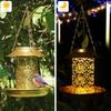 Solar Bird Feeder Metal Outdoors Hanging Bird House with Light Gift Ideas for Bird Lovers Outdoor Garden Backyard Decoration