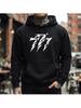 Unisex 777 Graphic Hoodie, Number Print Pullover with Drawstring Hood, Casual Long Sleeve Sweatshirt for Fall and Winter