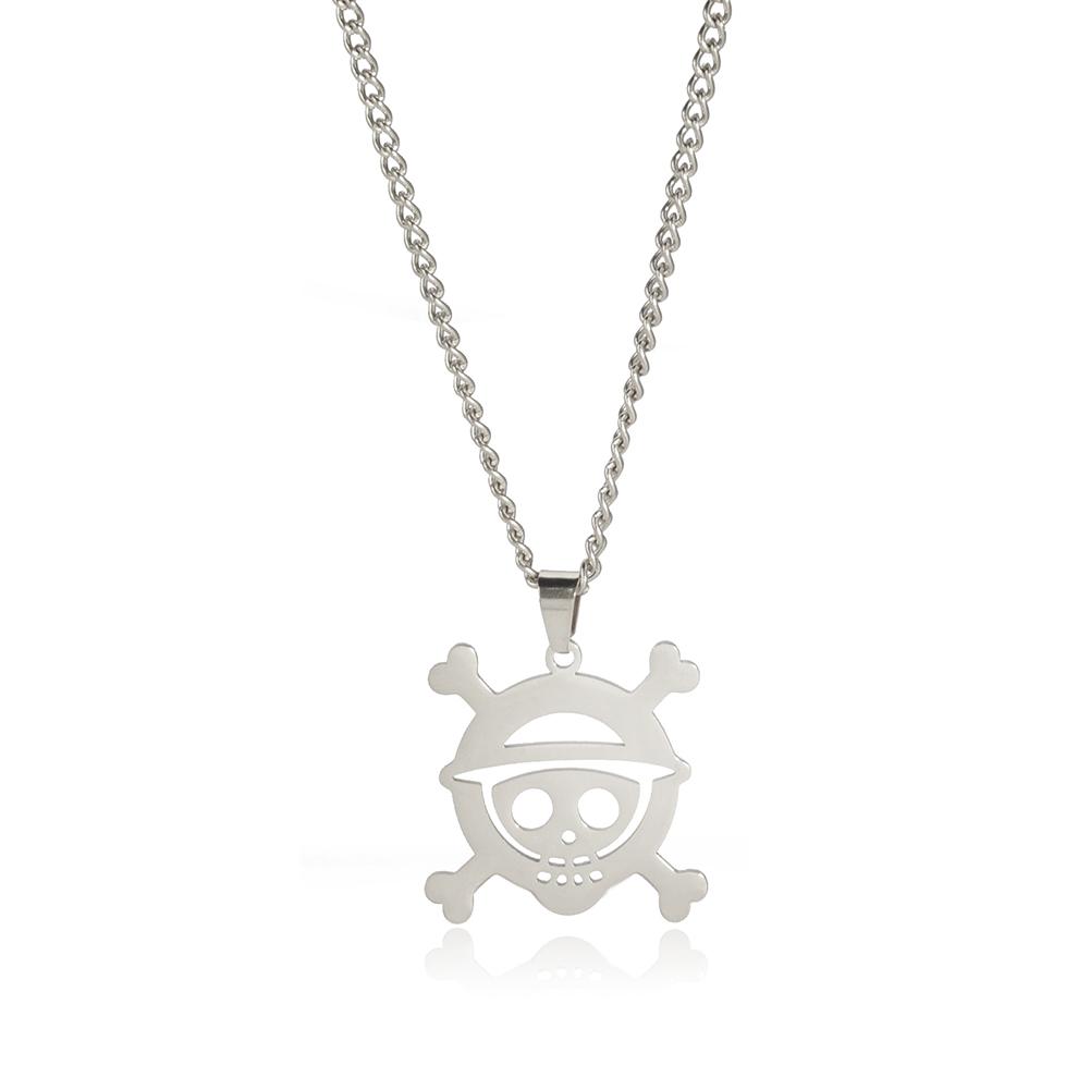 Goth Men's Anime Skeleton Face Stainless Steel Choker Necklace One Piece Fashion Jewelry Gift