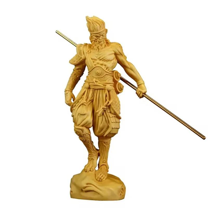 Natural solid wood Battle Buddha Monkey Sun Wukong Figure Statue Mythical Monkey Home Room Office Statue