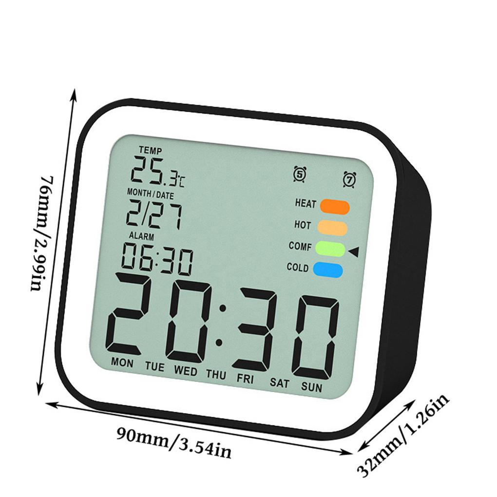 Kids Student Clock Bedside LCD Digital Mute Electronic Clock with Temperature Backlight Display