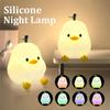Cute Pear Night Light 7-Color Dimmable Touch-Controlled Night Light Silicone Stress Reducing Pat Duck Lamp USB Rechargeable