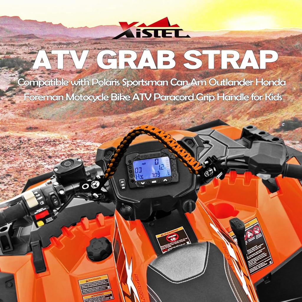 Xislet ATV Grab Strap Compatible With Polaris Sportsman Can Am Outlander Honda Foreman Motocycle Bike ATV Paracord Grip Handle For Kids Universal For