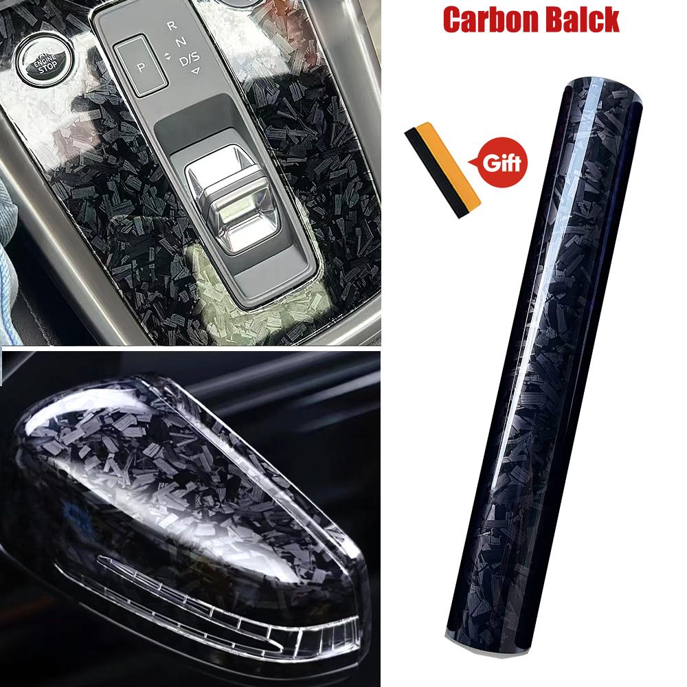 Glossy Forged Carbon Fiber Vinyl Wrap Car Sticker Matte Film 3D 6D Carbon Fiber Glossy Black Film for Car Styling Interior Films 30X150cm