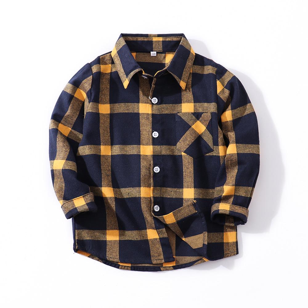 Spring 2025 Boys' Long Sleeve Plaid Korean Style Casual Shirt for Inner and Outer Wear