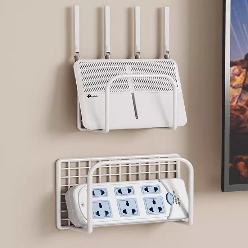 Wall Mount Router Stand Rack With Cable Management Design For Storage Box Bracket And Top Box, No Drilling Required, Wifi Rack