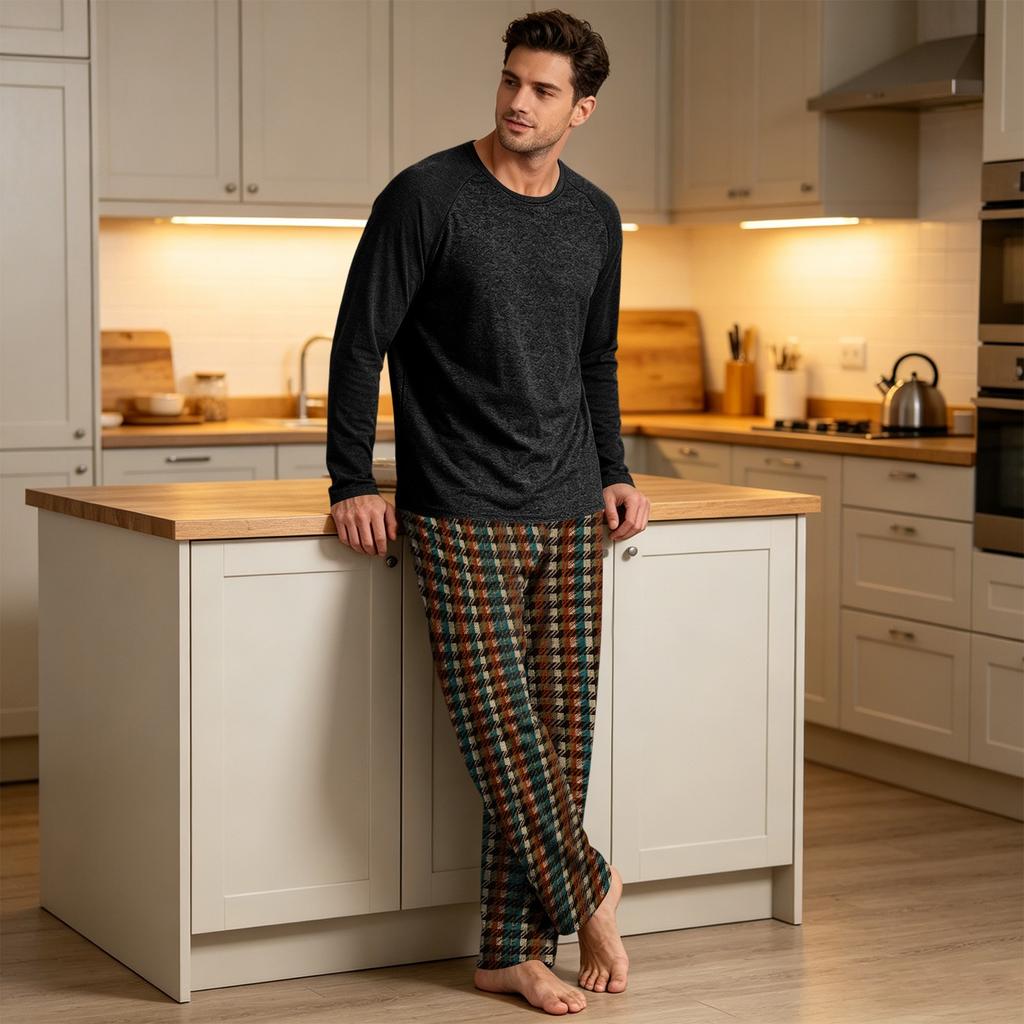 Men's Long Sleeve Pajama Set Loungewear for Sleep and Relaxation