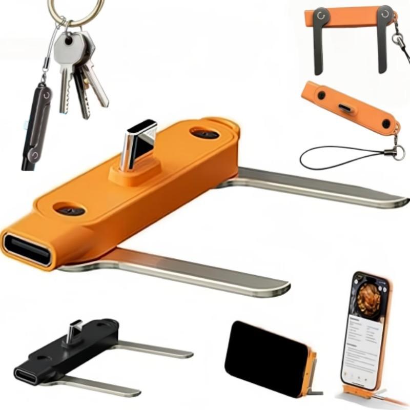 240W Super-Schnellladehalterung mit Typ-C und 360° drehbarem abnehmbarem Adapter, Datenübertragung & Handy-Ständer für iPhone (1,5 Mio) Standard orange