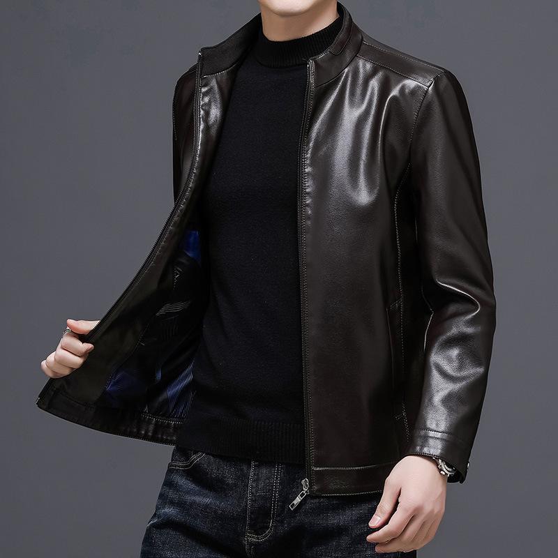Very good leather leather jacket men's new middle-aged men's leather jacket men's jacket spring and autumn thin coat