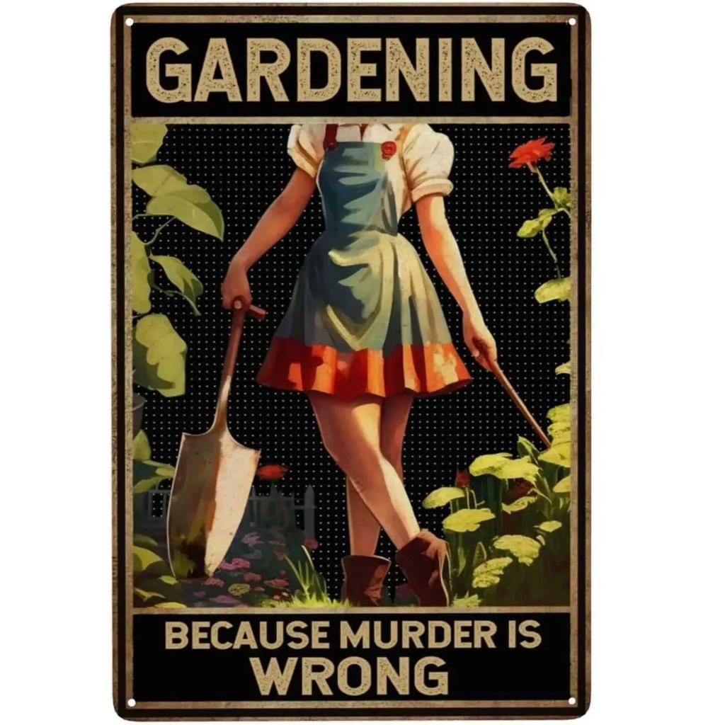 Because Murder Is Wrong Retro Garden Metal Tin Sign Wall Decoration Home Garden Bar Coffee Club Bar Retro Poster Square
