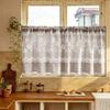 Kitchen Short Curtain Panel with Rod Pocket, Light Filtering Polyester and Gingham Trim for Bath and Cabinet Use