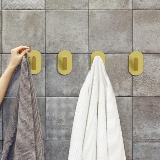 4Pcs/Set Wall Hook Aluminum Alloy Adhesive Punch Free Modern Heavy Duty Towel Clothes Hanger Bathroom Kitchen