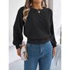 Women's Oversized Relaxed-Fit Solid-Colour Cable-Knit Long-Sleeved Tapered-Waist Pullover Sweater for Autumn/Winter Women's Knitted Sweater