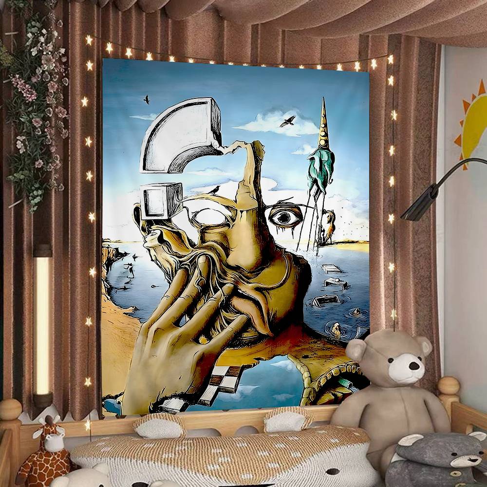 S-Salvador Dali Abstract Art Printed Large Wall Tapestry Cheap Hippie Wall Hanging Bohemian Wall Tapestries Mandala INS