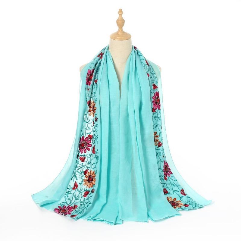Womens Ethnic Style Embroidered Summer Sun Protection Shawl Scarf