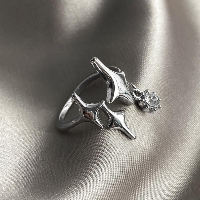 [Magic Ring Tracing Light] French Personalized Moonstone Advanced Sense Opening Ring Niche Women'S Simple Ring