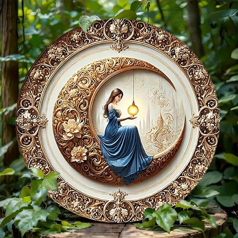 

2d Flat 20*20cm, Blue Dress Wooden Circular Signage, Lantern Style Wooden Mural, Wooden Wall Decoration Home, Garage, Restaurant, Cafe Wall Decoration 20*20cm