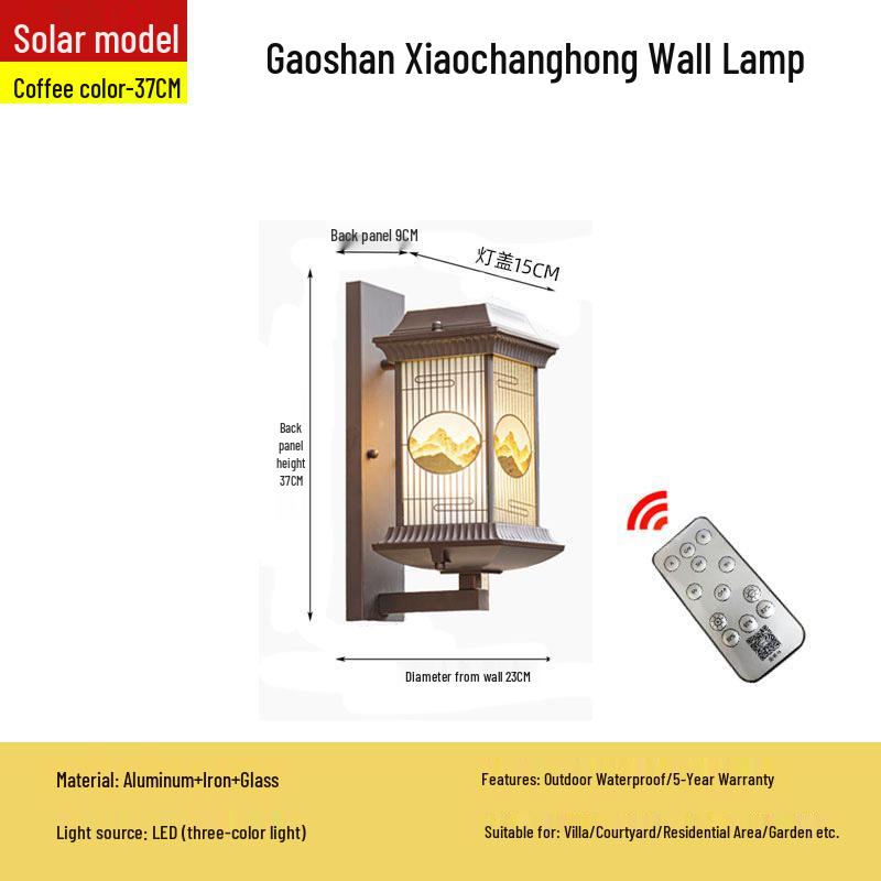 New Chinese Solar Waterproof Wall Lamp for Villas, Courtyards, Aisles, Balconies, and Stairways