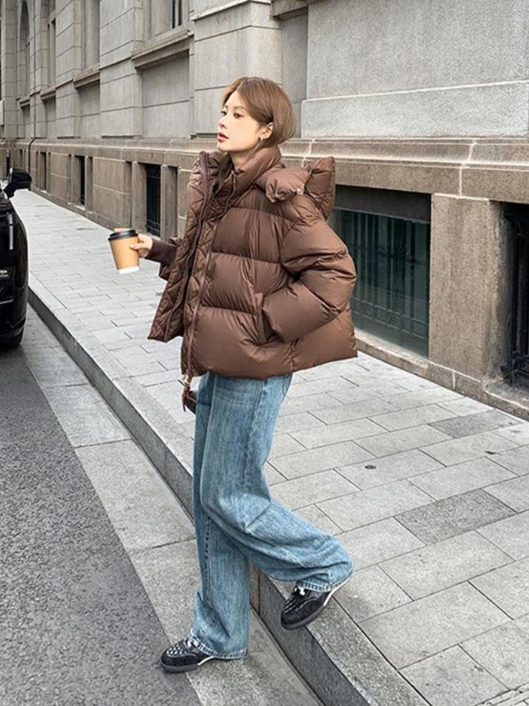 New Winter Sweet Down Cotton Jacket Women Fashion Coat Ladies Hooded Outwear Parkas Thick Cotton Padded Streetwear Overcoat 2024