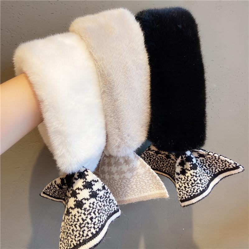 Women's Plush Neck Warmer: Cute Cross Faux Otter Ins Rabbit Fur for Autumn & Winter