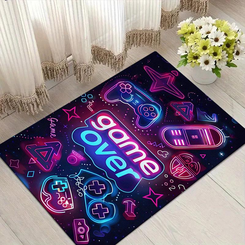1 Stück 'Game Over'-Aufdruck, Design Teppich - Weich, Rutschfest und Langlebig für Gaming-Zimmer, Schlafzimmer, Wohnzimmer