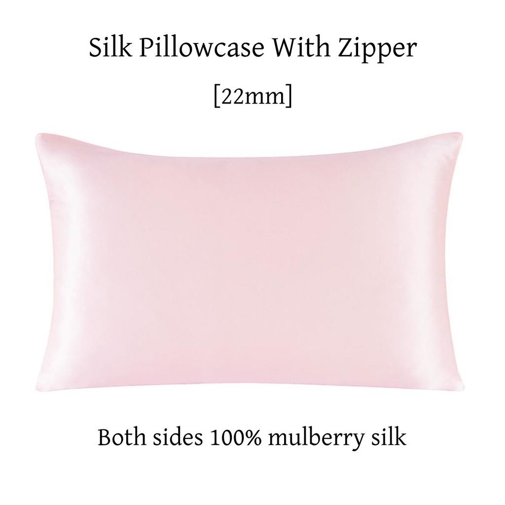 22 Momme Silk Zipper Pillowcase 1pc 100% Nature Mulberry Silk Muticolor Pillow Case For Healthy Standard Queen King