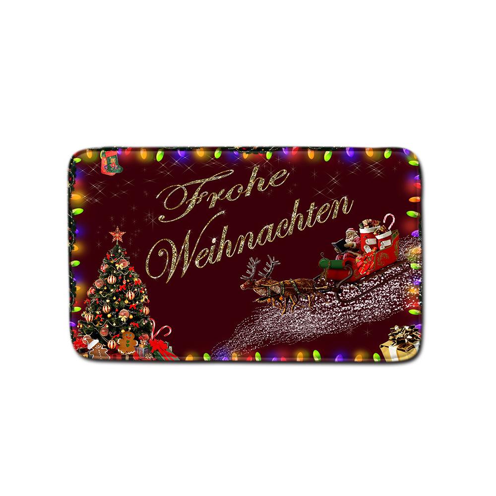 Christmas Shower Curtain Floor Mat Combination Four-Piece Set Bathroom Toilet Carpet Shower Room Mat Foot Mat