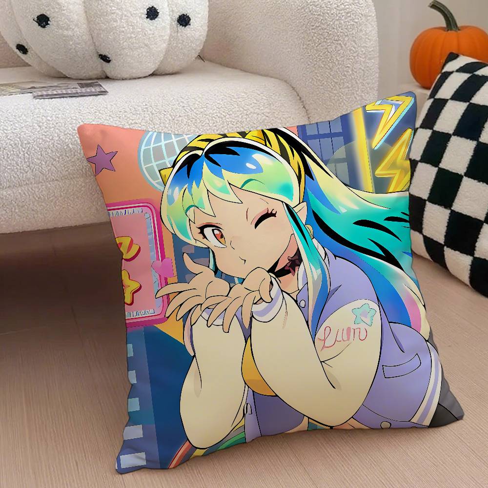 Urusei Yatsura Anime Game Pillow Case Anti-Dustmite Pillowcase Invisible Zipper Silky Short Plush Sofa Cushion Cover