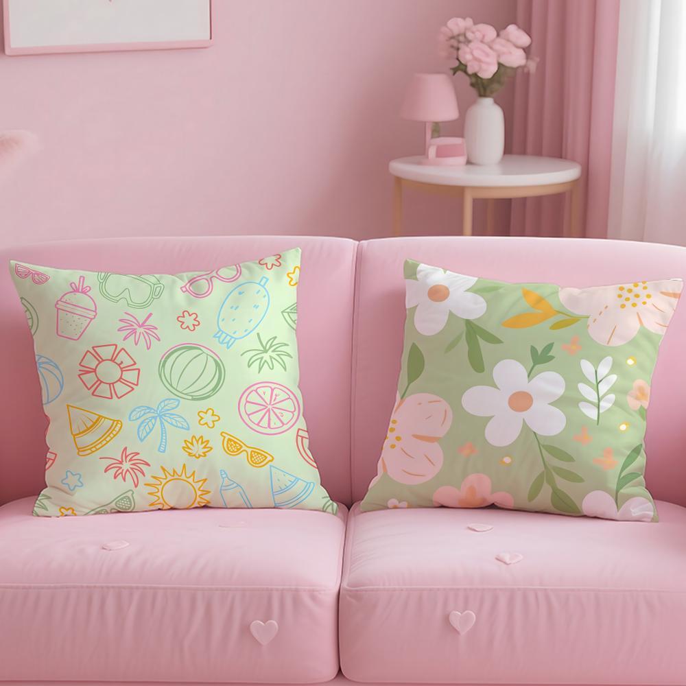 Mint green fresh background Cushion Cover Soft EasyWash Pillow Case Versatile for Couch Bed Travel and Office