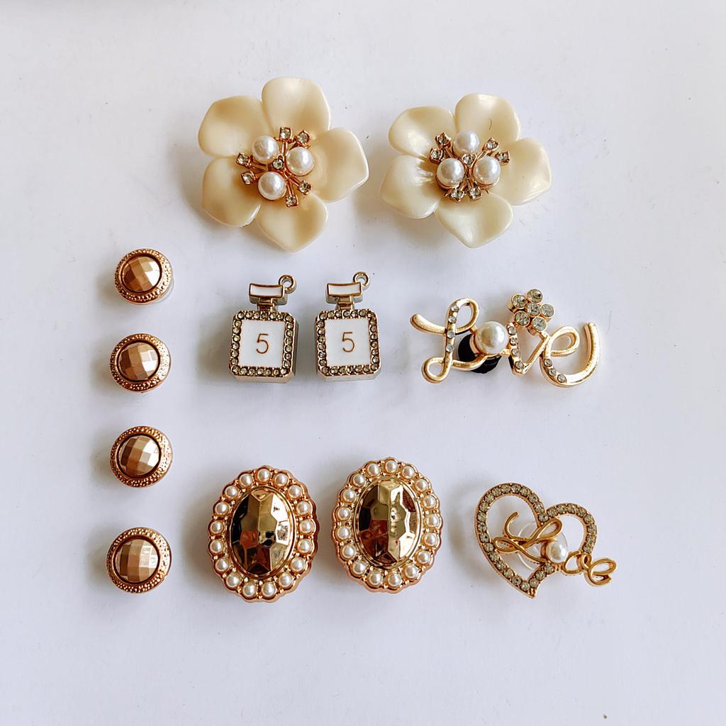 New DIY hole shoes shoe flower pearl floral bottle plum blossom pearl love LOVE decorative buckle accessories shoe buckle